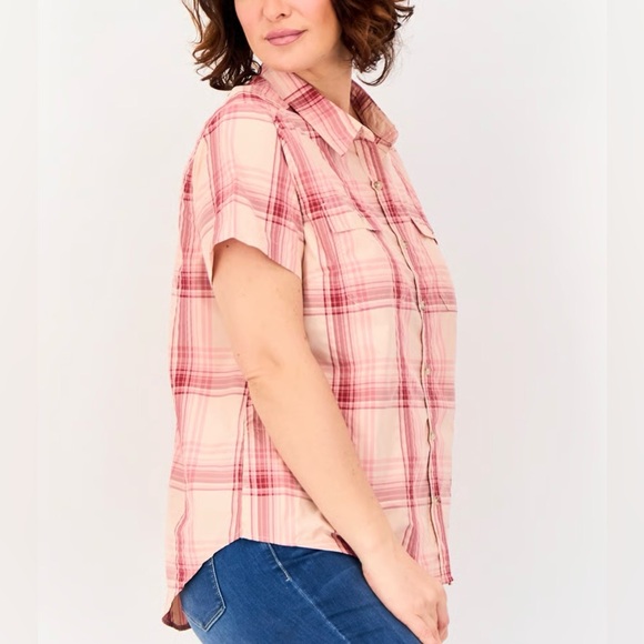 Eddie Bauer Pink Plaid Button Down Shirt - Picture 6 of 13